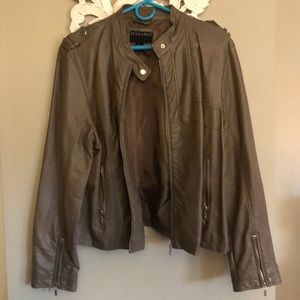 Brown fake leather jacket
